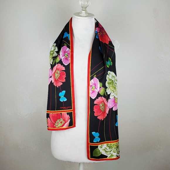 Adrienne Landau Silk Butterfly Floral Scarf - Picture 3 of 10